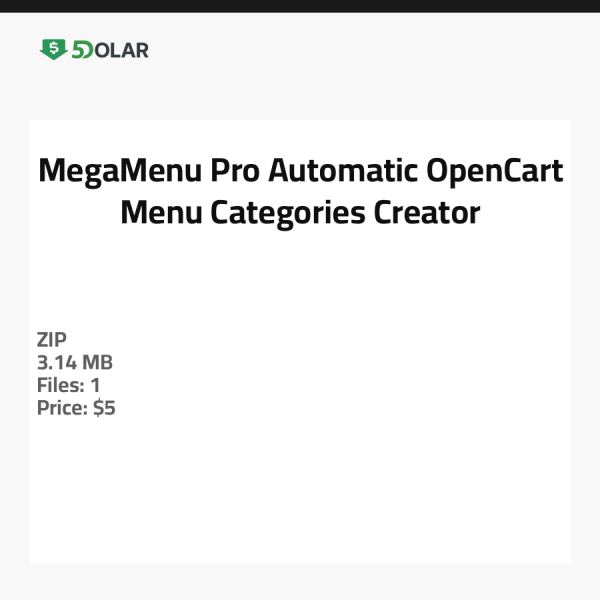 MegaMenu Pro - Automatic OpenCart Menu Categories Creator