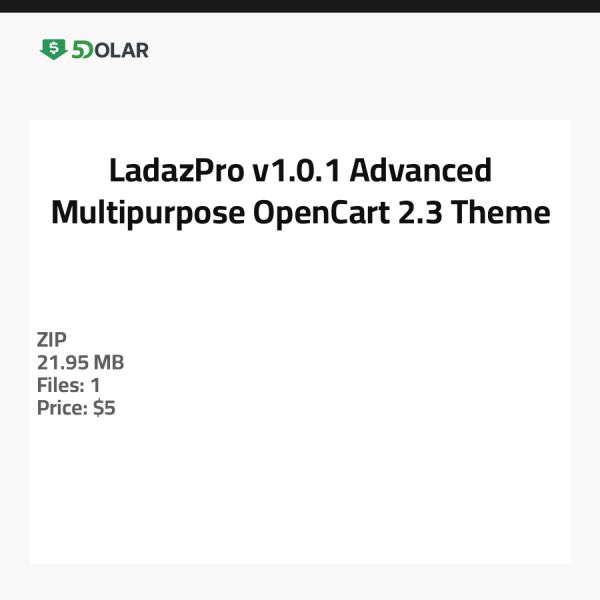 LadazPro v1.0.1 - Advanced Multipurpose OpenCart 2.3 Theme