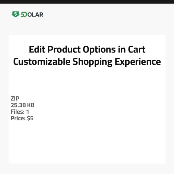 Edit Product Options in Cart - Customizable Shopping Experience