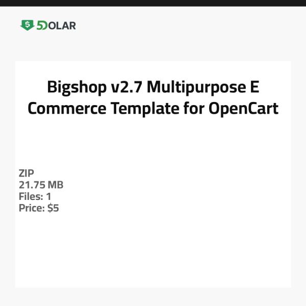 Bigshop v2.7 - Multipurpose E-Commerce Template for OpenCart