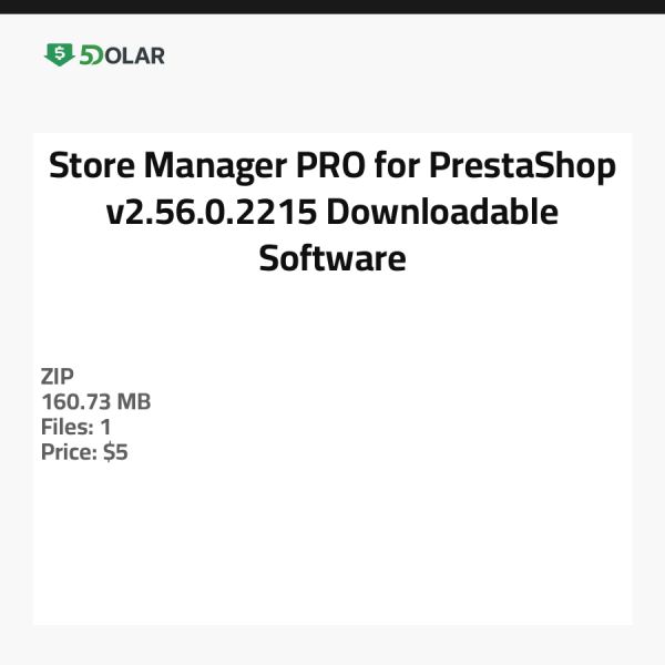 Store Manager PRO for PrestaShop v2.56.0.2215 - Downloadable Software