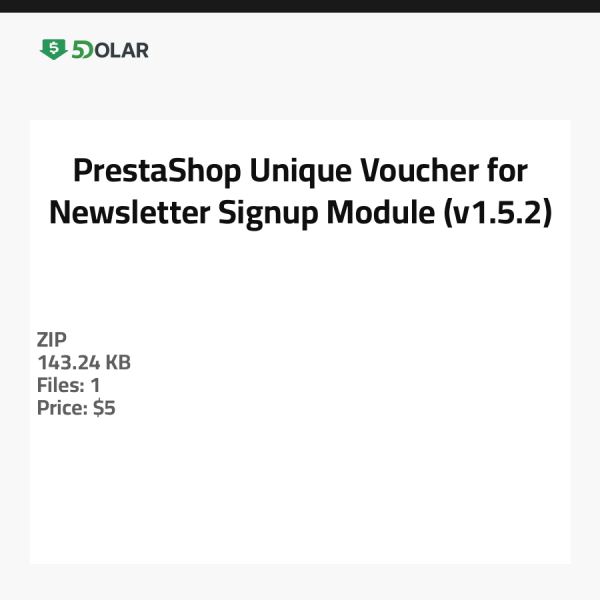 PrestaShop Unique Voucher for Newsletter Signup Module (v1.5.2)