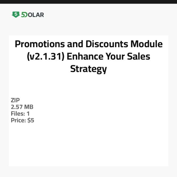 Promotions and Discounts Module (v2.1.31) - Enhance Your Sales Strategy