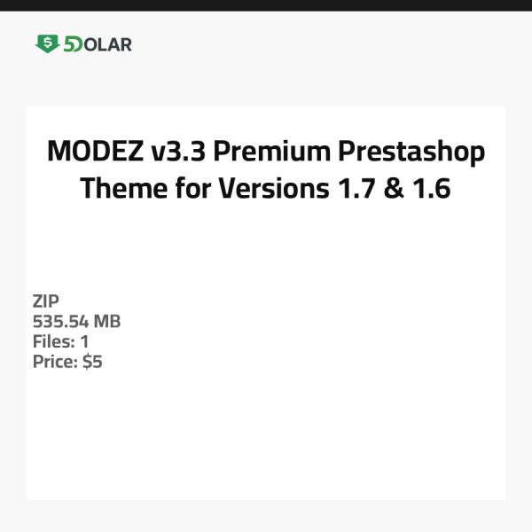 MODEZ v3.3 - Premium Prestashop Theme for Versions 1.7 & 1.6