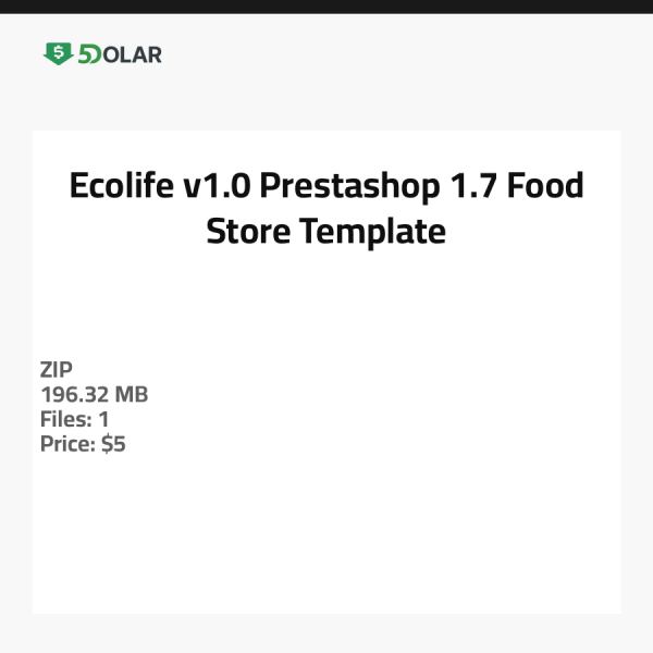 Ecolife v1.0 - Prestashop 1.7 Food Store Template