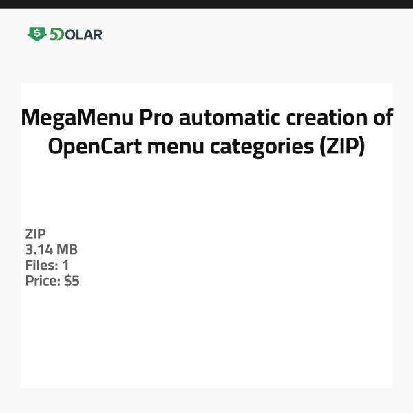 MegaMenu Pro   automatic creation of OpenCart menu categories (ZIP)